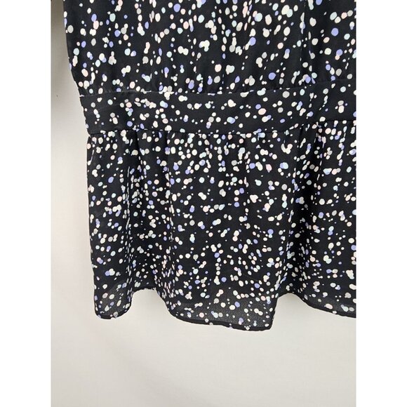 The Limited Women's Top Size XL Black Polka Dot Long Sleeve Peplum Shirt Blouse - Picture 7 of 13